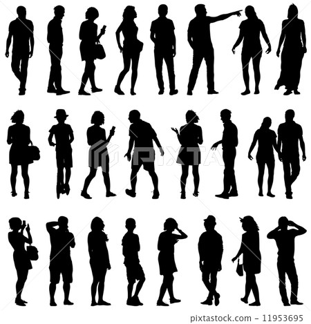 Black silhouettes of beautiful mans and womans on white backgrou Black silhouettes of beautiful mans and womans on white backgrou 11953695