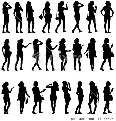 Black silhouettes of beautiful mans and womans on white backgrou Black silhouettes of beautiful mans and womans on white backgrou 11953696