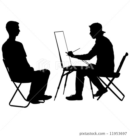 Silhouette, artist at work on a white background, vector illustr Silhouette, artist at work on a white background, vector illustr 11953697