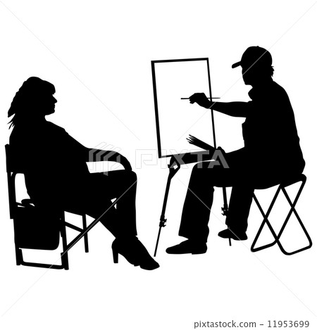 Silhouette, artist at work on a white background, vector illustr Silhouette, artist at work on a white background, vector illustr 11953699