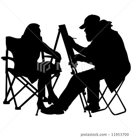 Silhouette, artist at work on a white background, vector illustr Silhouette, artist at work on a white background, vector illustr 11953700