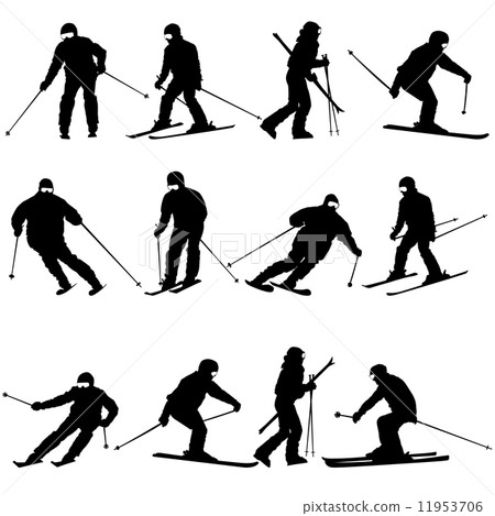 Mountain skier man speeding down slope. Vector sport silhouette Mountain skier man speeding down slope. Vector sport silhouette 11953706