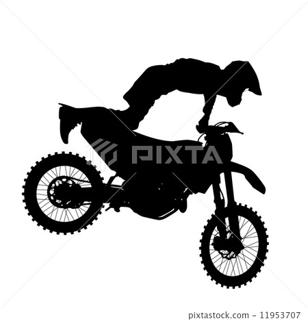 Black silhouettes Motocross rider on a motorcycle. Vector illust Black silhouettes Motocross rider on a motorcycle. Vector illust 11953707