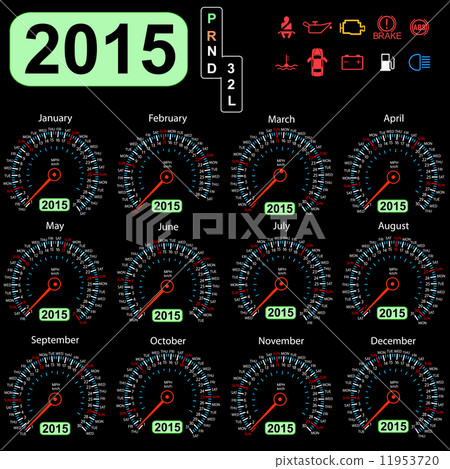 2015 year calendar speedometer car in vector. 2015 year calendar speedometer car in vector. 11953720