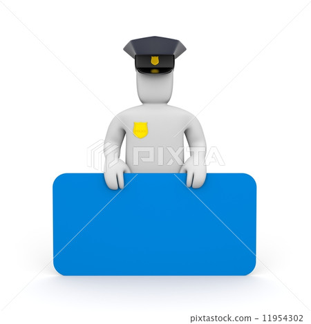Policeman with billboard. Add you text 11954302