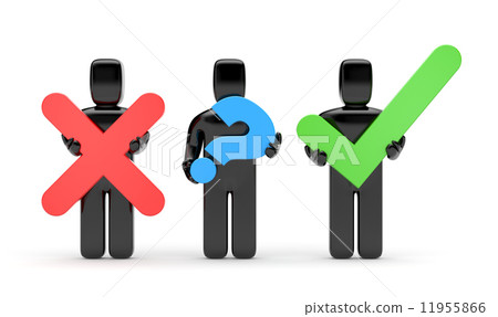 3d people with symbols. Accept or abort 11955866