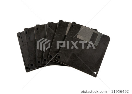 stack of black diskettes isolated on white background 11956492