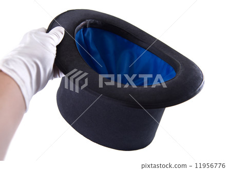 Magician hand holding classic top hat 11956776