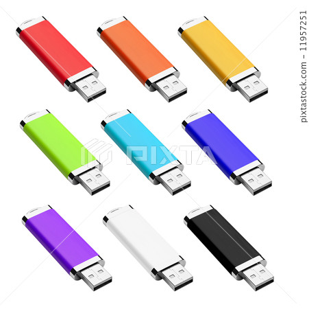 color USB flash drive isolated on white background 11957251