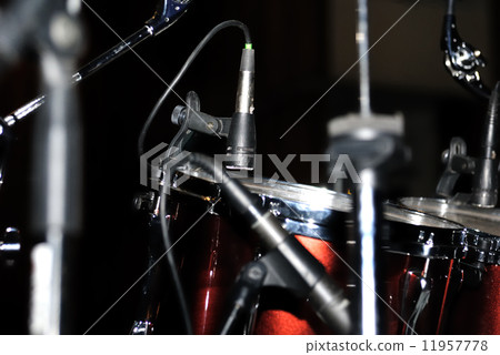 Drums set. Dark scene. 11957778
