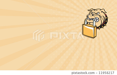 Business card Bulldog Dog Mongrel Head Padlock Retro 11958217
