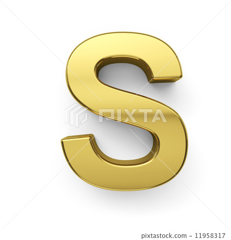 3d render of golden alphabet letter simbol - S 11958317