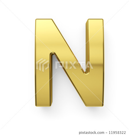 3d render of golden alphabet letter simbol - N 11958322