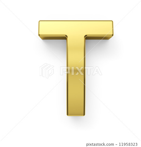 3d render of golden alphabet letter simbol - T 11958323