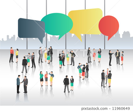 Business people with speech bubbles Business people with speech bubbles 11960649