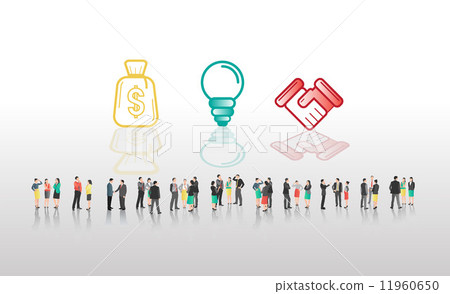 Business people with icons graphics 11960650