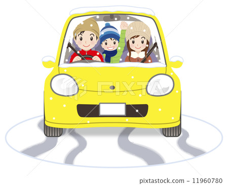 家庭和普通汽車冬天雪 11960780