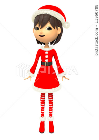 聖誕節服裝的一名婦女 11960789