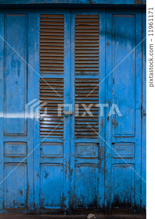 Blue wooden front door to the house Blue wooden front door to the house 11961171