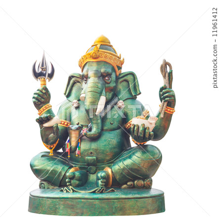 Ganesha statue Hindu god, on white background 11961412