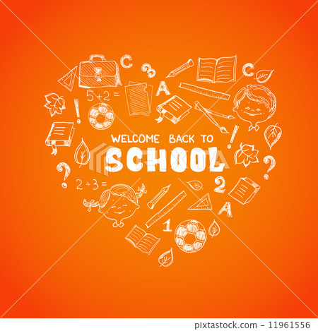 School objects in the shape of heart School objects in the shape of heart 11961556