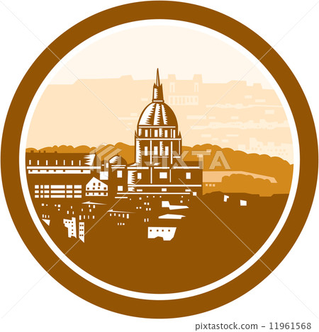 Gold Chapel Dome of Les Invalides Paris France Woodcut 11961568