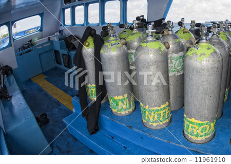 Tank on scuba diving boat 11961910
