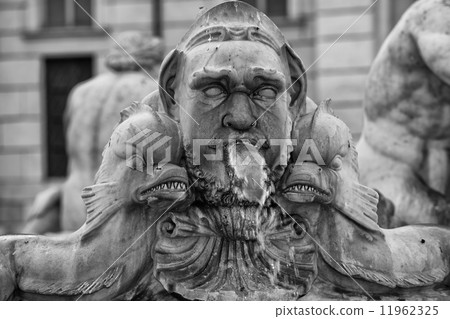 Rome a particular in black and white of piazza navona fountain place 11962325