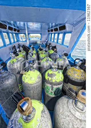 Tank on scuba diving boat 11962367