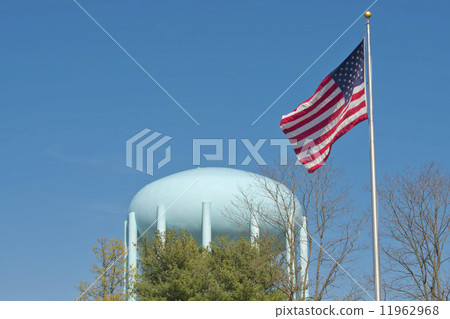 A water tower in the deep blue sky A water tower in the deep blue sky 11962968