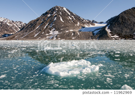 Svalbard Spitzbergen Glacier view with small iceberg 11962969