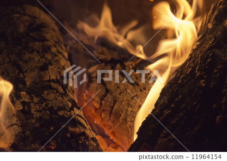 flames on wood embers detail flames on wood embers detail 11964154