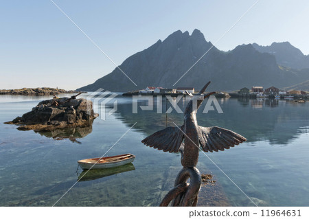 Lofoten Island Norway Fjord Village panorama at sunset 11964631