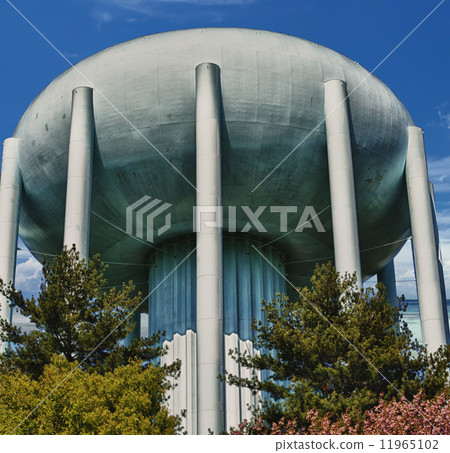 A water tower in the deep blue sky A water tower in the deep blue sky 11965102