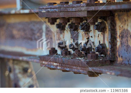 Giant Hexagonal bolts on iron bridge 11965386