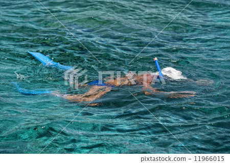 A snorkelist in Siladen turquoise tropical paradise island 11966015