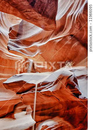 Antelope Canyon view with light rays and sand fall Antelope Canyon view with light rays and sand fall 11966095