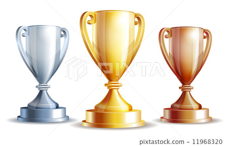 Vector gold, silver and bronze winners cup. 11968320