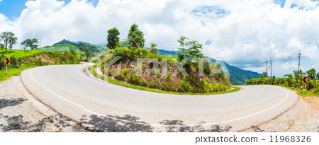 curve asphalt road view, panorama 11968326