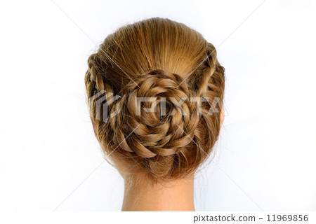 long braid creative brown hair style isolated on white backgroun long braid creative brown hair style isolated on white backgroun 11969856