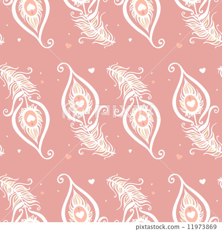Beautiful peacock Feathers. Seamless background. 11973869