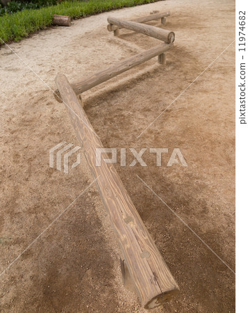 Park's wooden playground equipment 11974682