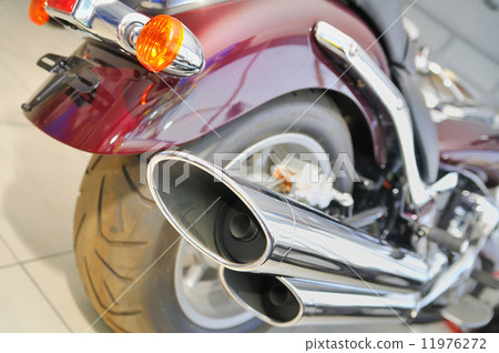 A rear view of a motorcycle A rear view of a motorcycle 11976272