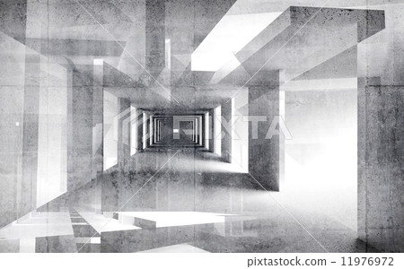 Abstract white concrete 3d interior with grungy walls 11976972