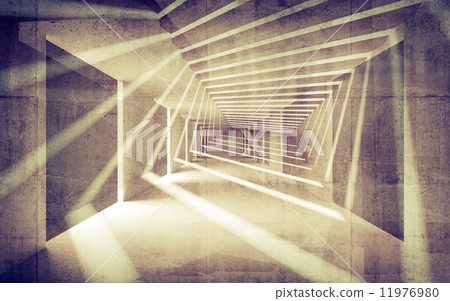 Abstract concrete 3d interior perspective with light beams Abstract concrete 3d interior perspective with light beams 11976980