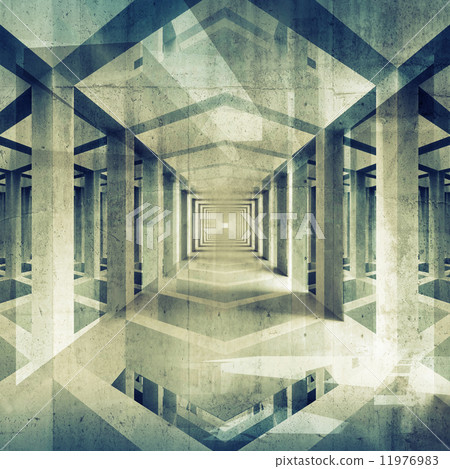 Dark abstract architecture 3d background. Concrete interior 11976983