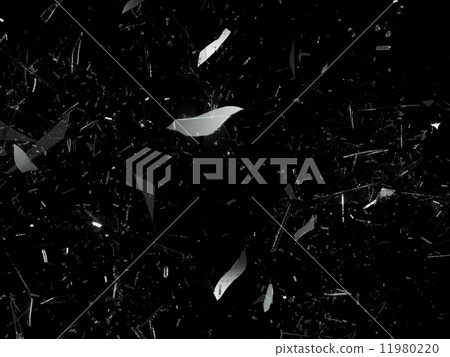 Pieces of demolished glass on black 11980220