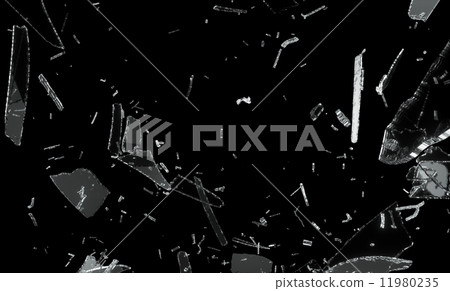 Shattered and splitted glass Pieces over black Shattered and splitted glass Pieces over black 11980235