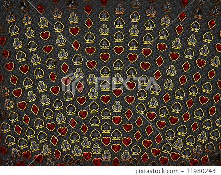 Diamond card suits symbols over stitched textile Diamond card suits symbols over stitched textile 11980243
