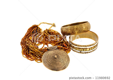 two bronze bracelets and a necklace 11980692